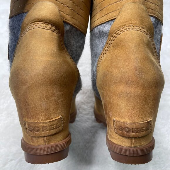 Sorel Women Sorel NL3376-224 Women\'s Tan Lexie Wedge Leather Boots Shoes Size 11 US